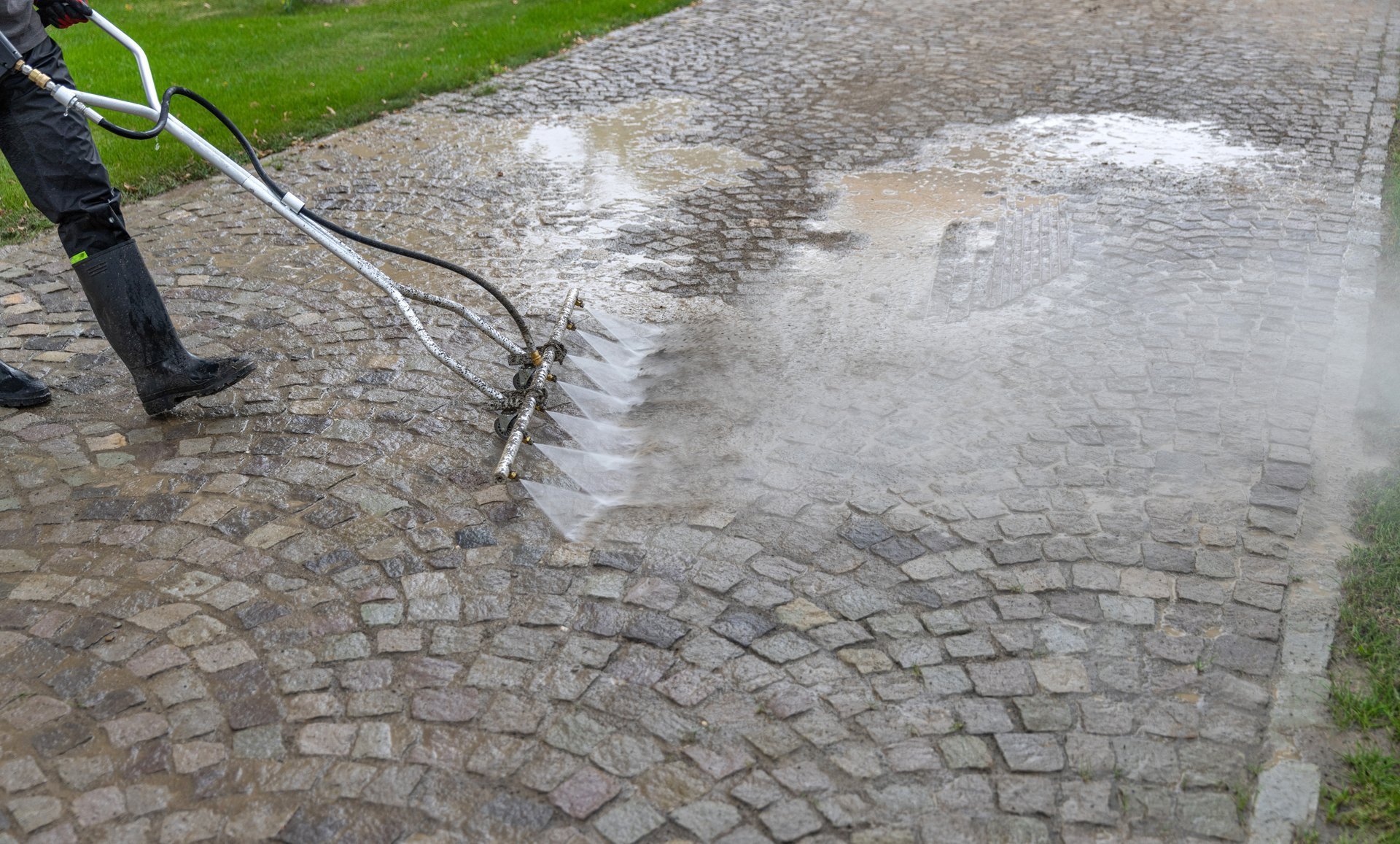 Professional driveway pressure washing service